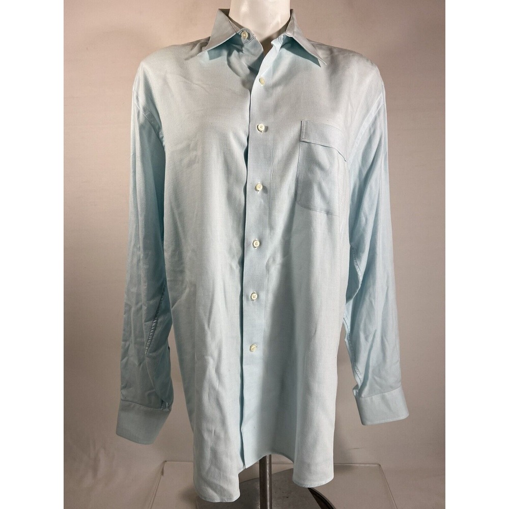 Island Dress Shirt Mens 16 Tommy Bahama Blue Long Sleeve Button Front Casual - Picture 11 of 12